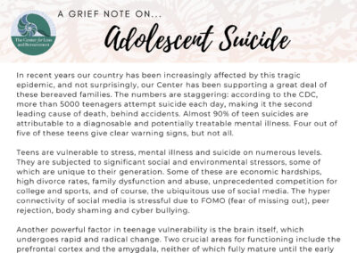 Grief Note: Adolescent Suicide
