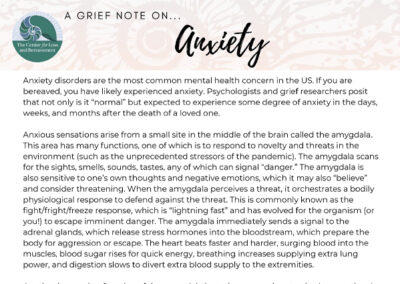 Grief Note: Anxiety