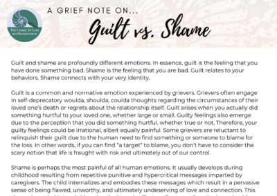 Grief Note: Guilt vs. Shame