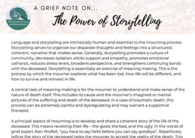 Grief Note: The Power of Storytelling